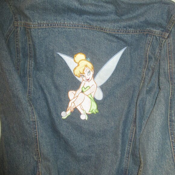 Vintage Disney Jean Jacket Tinker Bell Blue Denim Cotton Women’s Size M - Picture 1 of 3